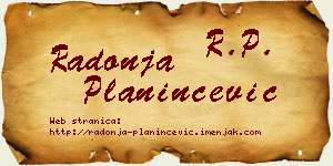 Radonja Planinčević vizit kartica